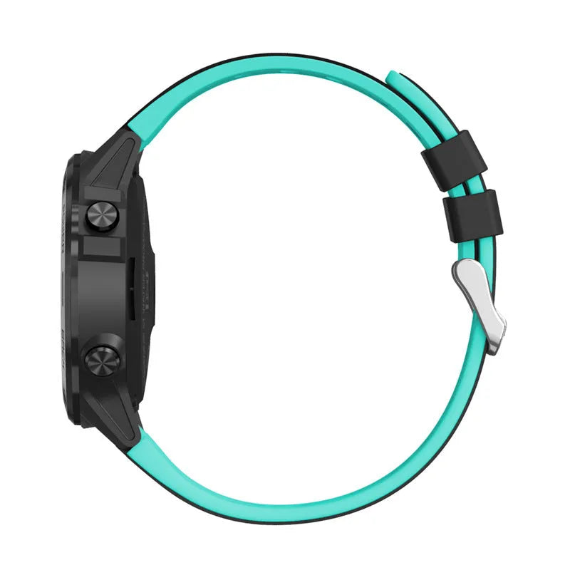Blue silicone strap sports smart watch with 1.3-inch touchscreen on a wrist.