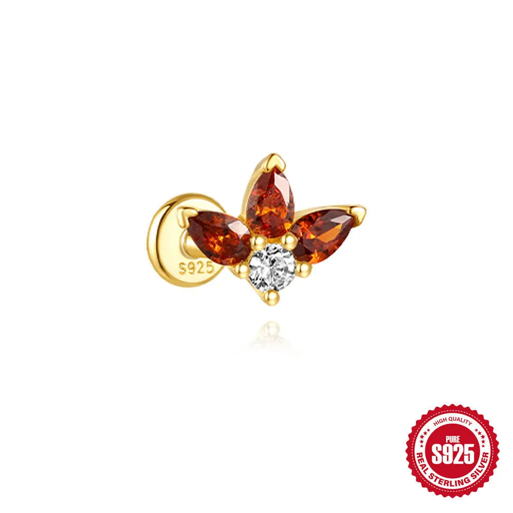 S925 sterling silver water drop earrings with a flat spiral design in a gold electroplated finish.