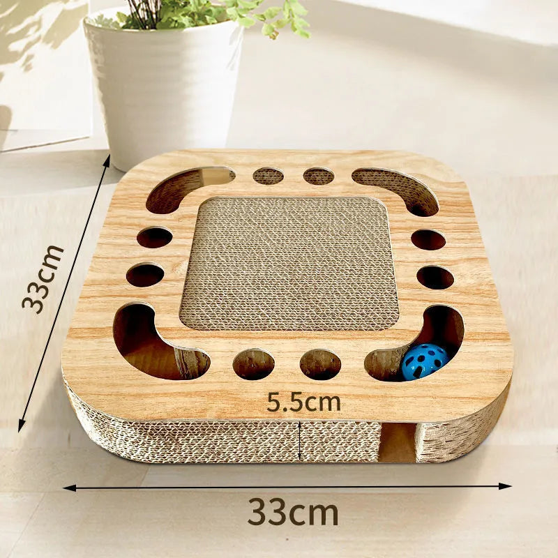 Corrugated paper cat scratch board with ball toy in multiple style options
