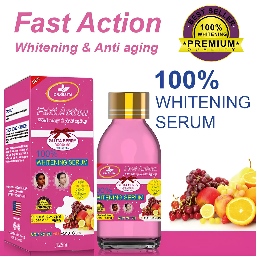 Whitening serum with fruit berry extracts in 125ml bottle for face brightening and anti-ageing