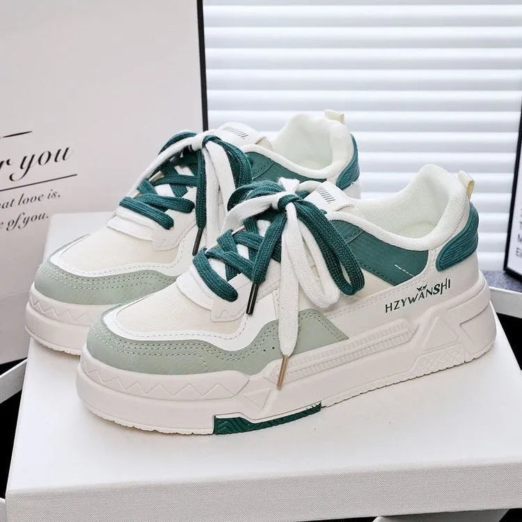 Children's height increasing board shoes with thick rubber sole and cross shoulder strap lace-up design