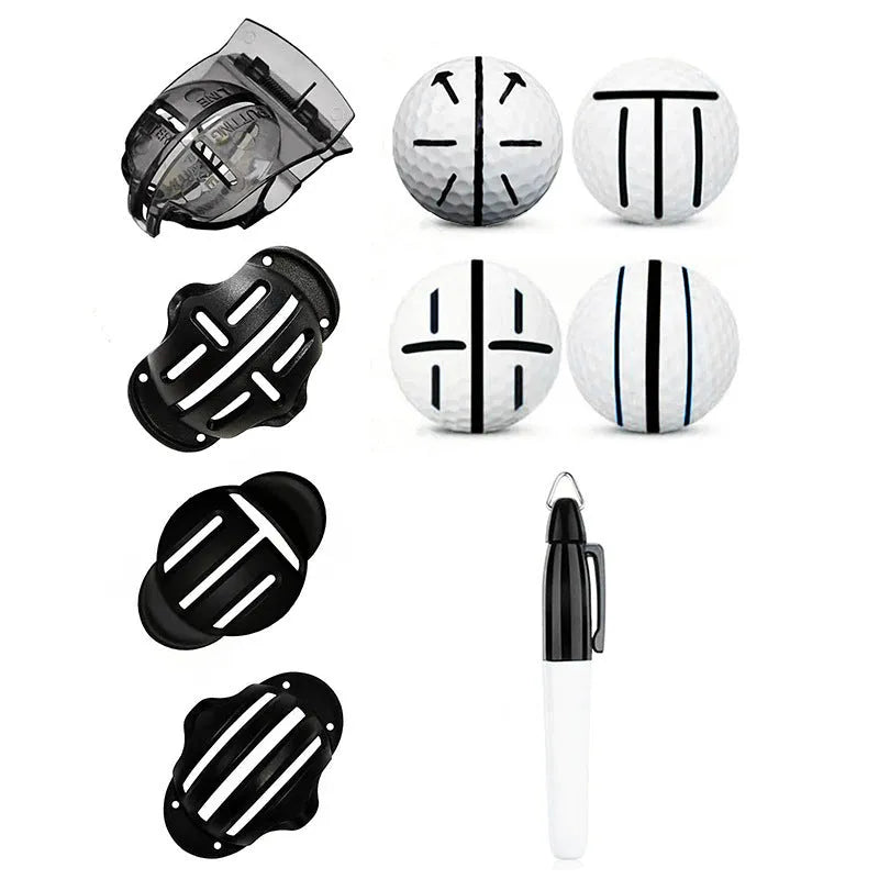 Golf putting alignment training tool with scriber and drawing pen attachments for practice