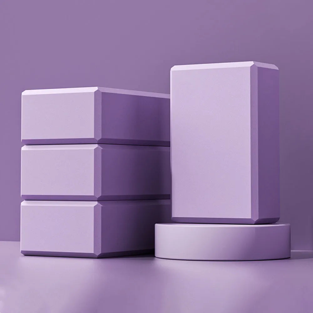 Solid colour EVA foam yoga training block with ridge grip design 23x15x7.6cm
