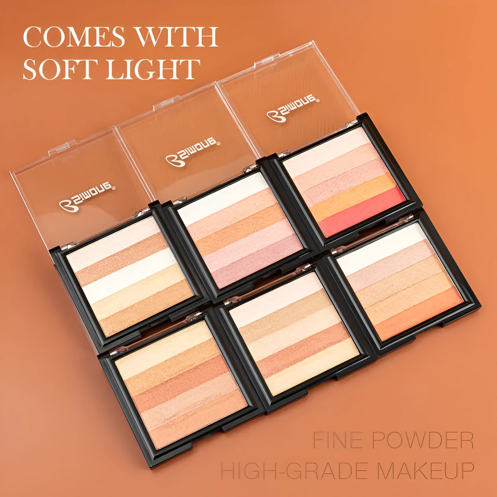 Highlight eye shadow plate with six colour options for contouring and three-dimensional brightening effects