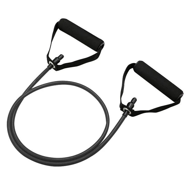 Adjustable chest expander with colour-coded TPE resistance bands showing five different tension levels
