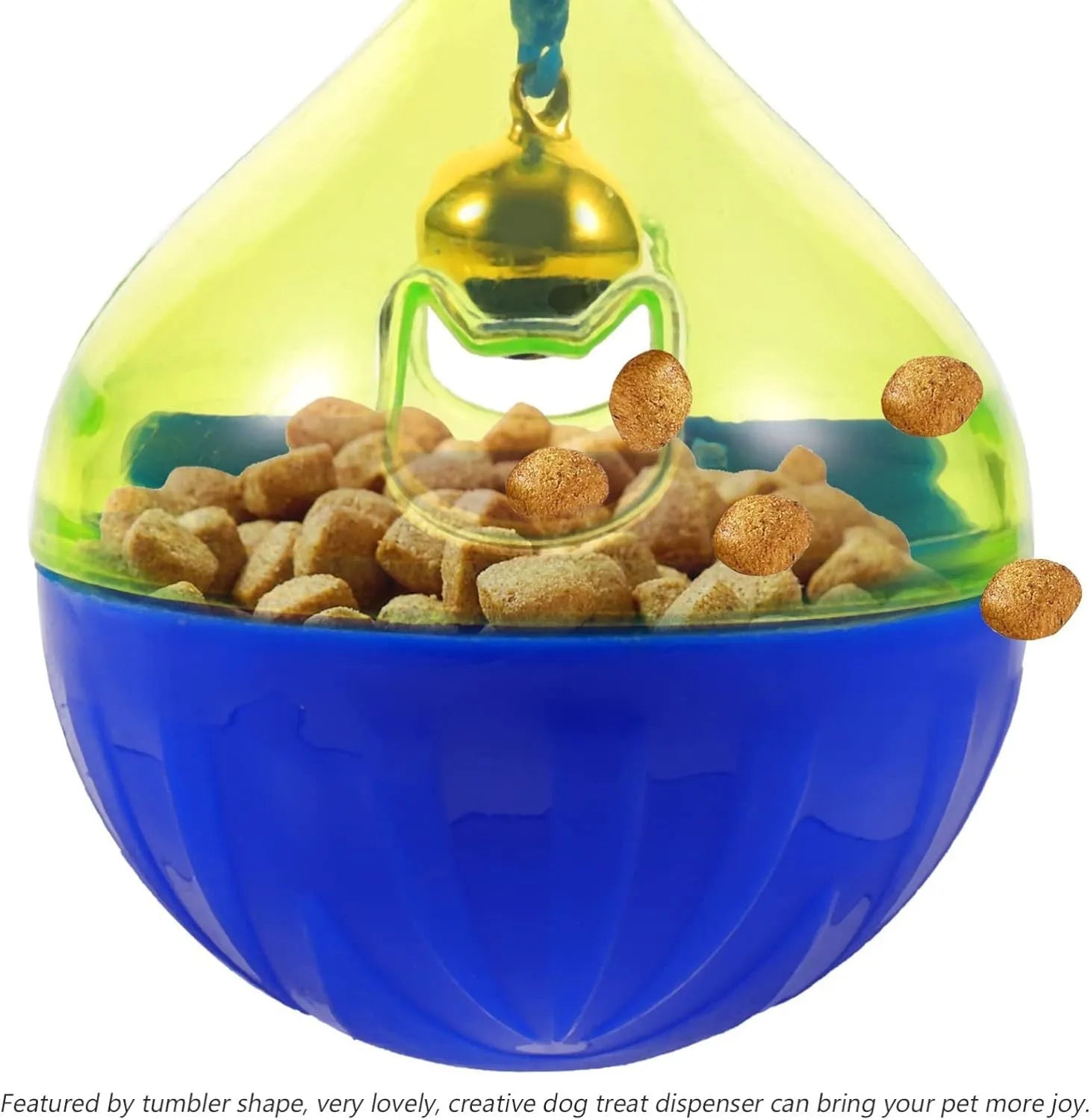 Tumbler-shaped interactive pet treat dispenser toy for dogs and cats