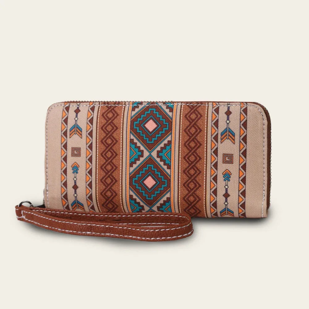 Bohemian stripe canvas RFID-blocking wallet in multiple colours with anti-theft protection