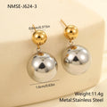 Round beads stainless steel 18K gold electroplated colour-block ear studs geometric sphere shape