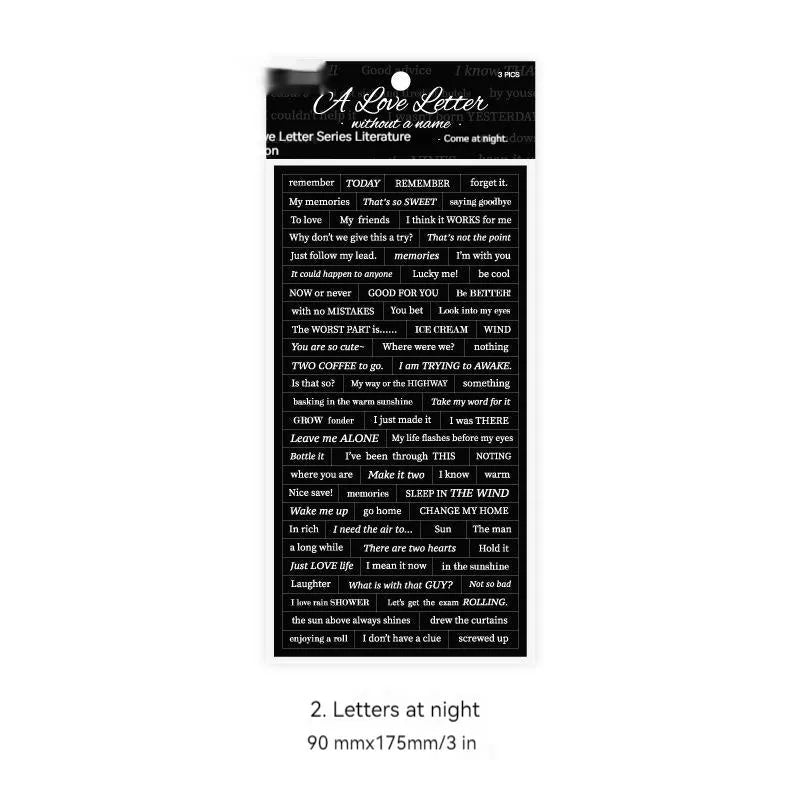 Three ins-style English quotation stickers on Japanese paper in four colour options.