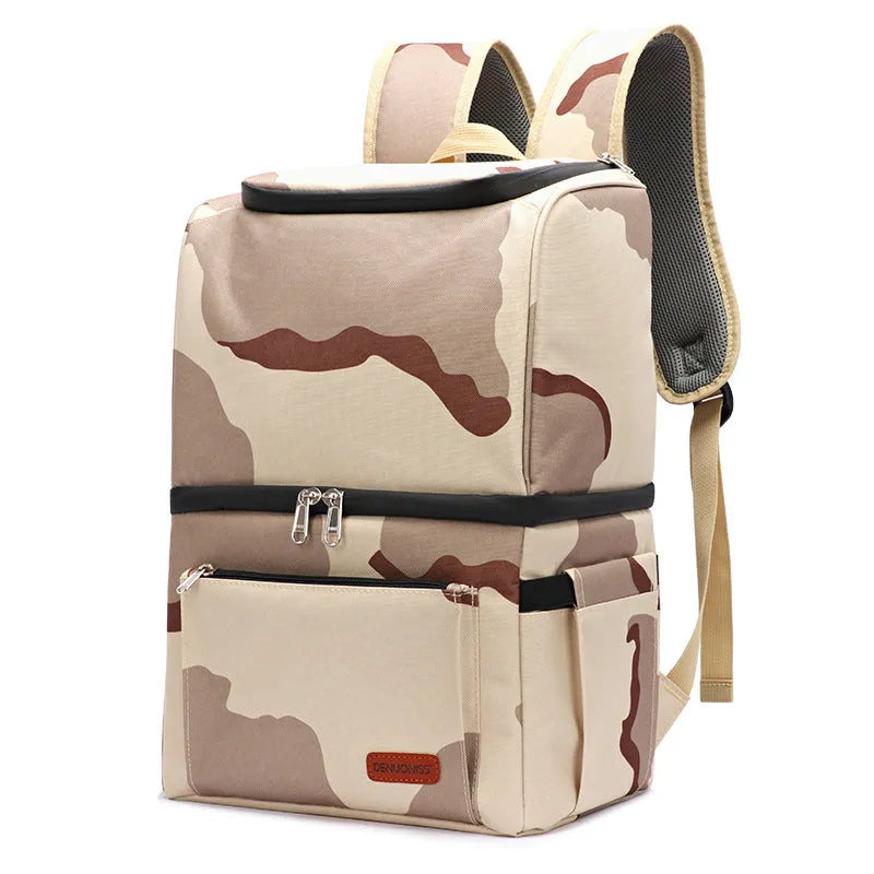 Double layer insulated backpack with ice pack compartment in blue colour option