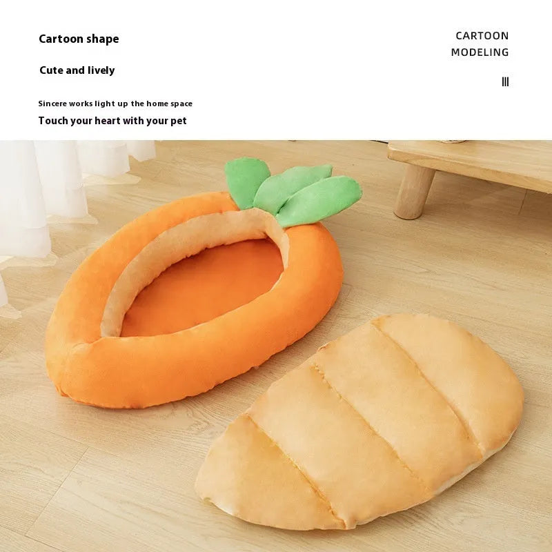 Carrot cartoon pet mattress dog bed with removable washable cover in two size options