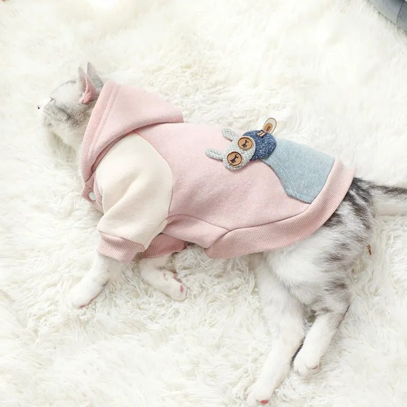 Brown cotton pet dog sweatshirt showing front design with size options from XS to 2XL