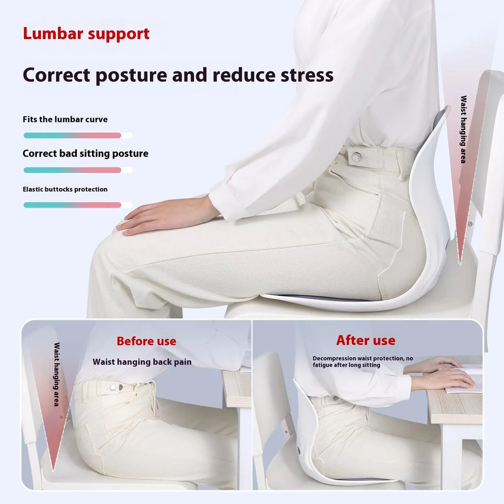 Grey waist support seat cushion with lumbar pillow for office chair or car seat comfort