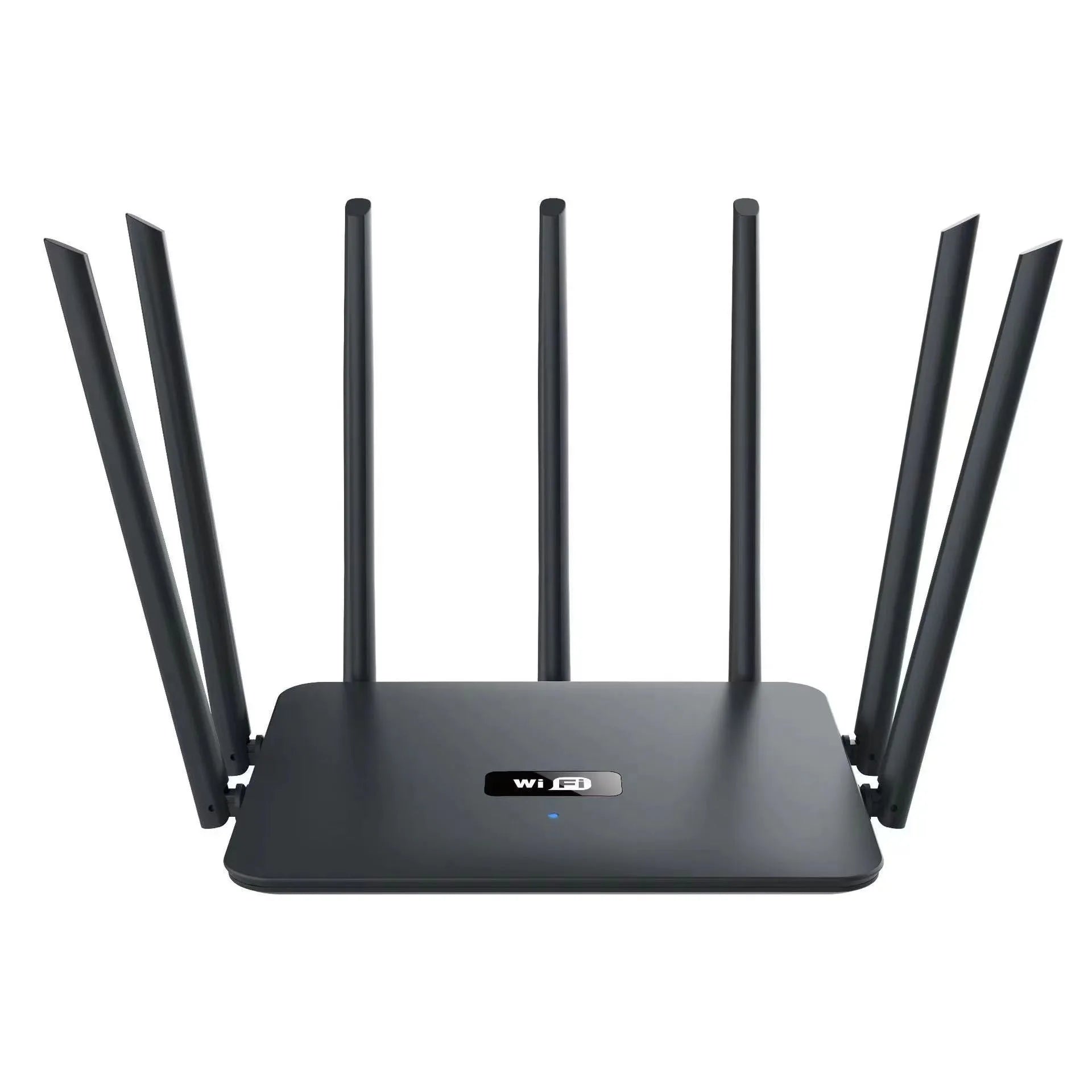 White dual-band 5G router with multiple adjustable antennas for whole-house Wi-Fi coverage