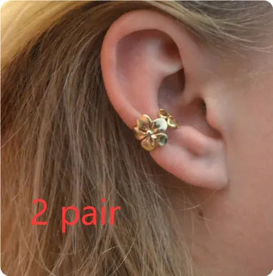 Gold electroplated starfish scallop ear drops for women with conch marine animal designs
