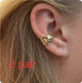 Gold electroplated starfish scallop ear drops for women with conch marine animal designs