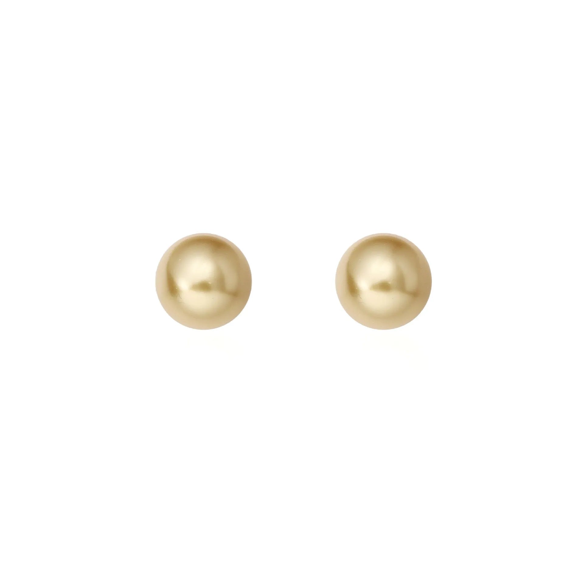 Geometric pearl stud earrings with an eight-point star setting, shown in silver.
