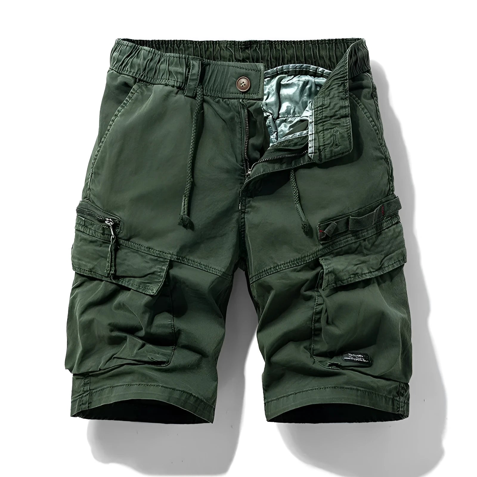 Men's summer shorts with multiple zipper pockets in cotton fabric available in four colours