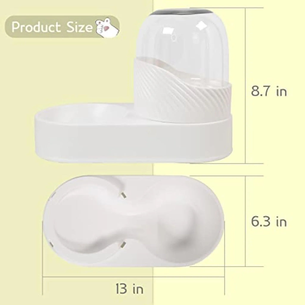 White cat feeder and water dispenser set with wave-shaped design and two 2000ml reservoirs