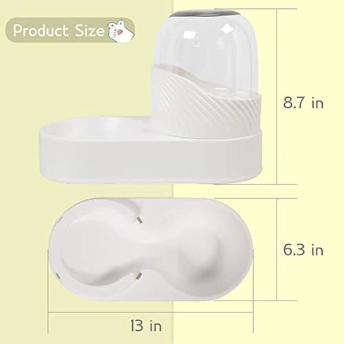 White cat feeder and water dispenser set with wave-shaped design and two 2000ml reservoirs