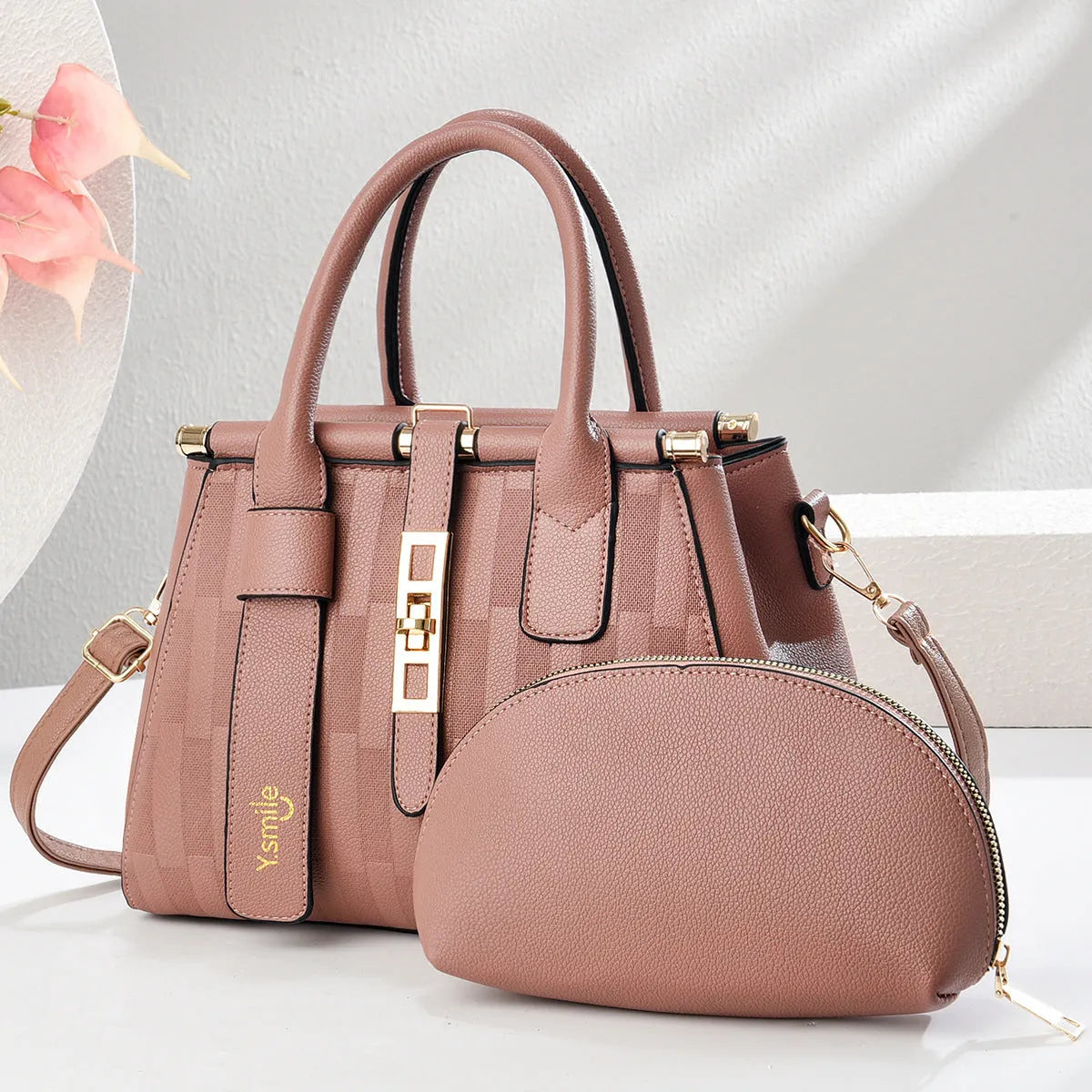Round PU leather crossbody shoulder bag in multiple colours, dimensions 28x13x20cm.