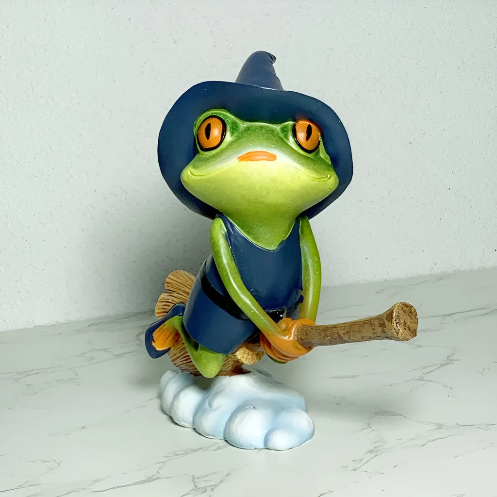 RDW123 coloured Magic Yoga Frog plastic and resin ornament on a display surface.