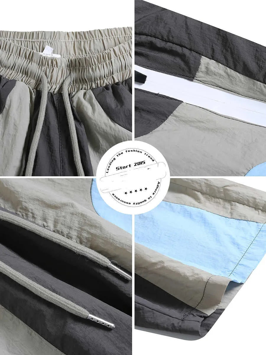 Blue loose-fit men's quick-drying outdoor sports shorts with a fly opening.