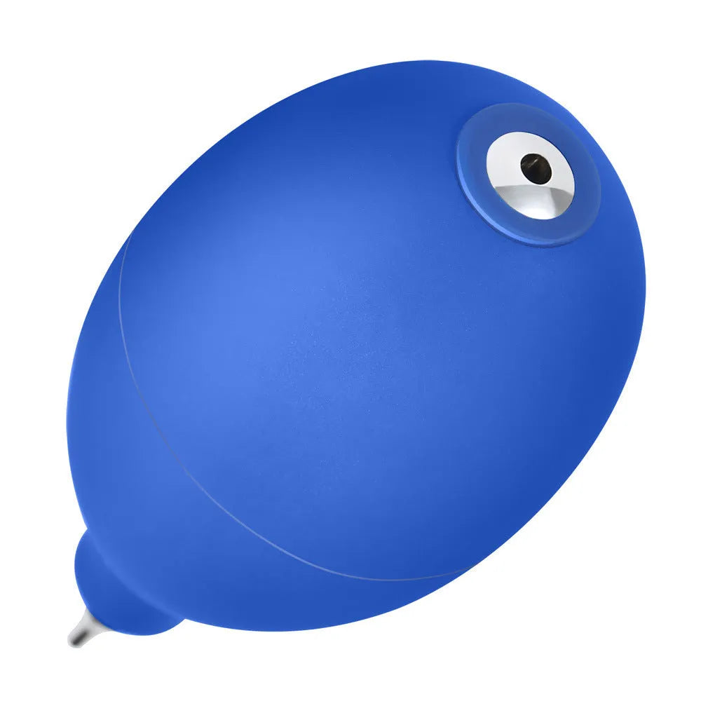 Blue rubber dust removal ball for camera and mobile phone cleaning measuring 9.5cm