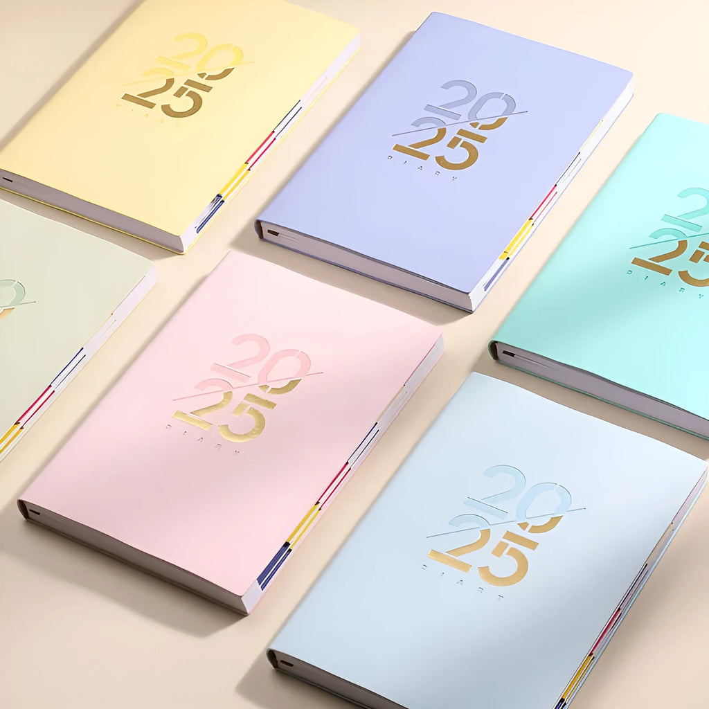 A5 soft leather daily planner with faux leather cover in multiple colour options