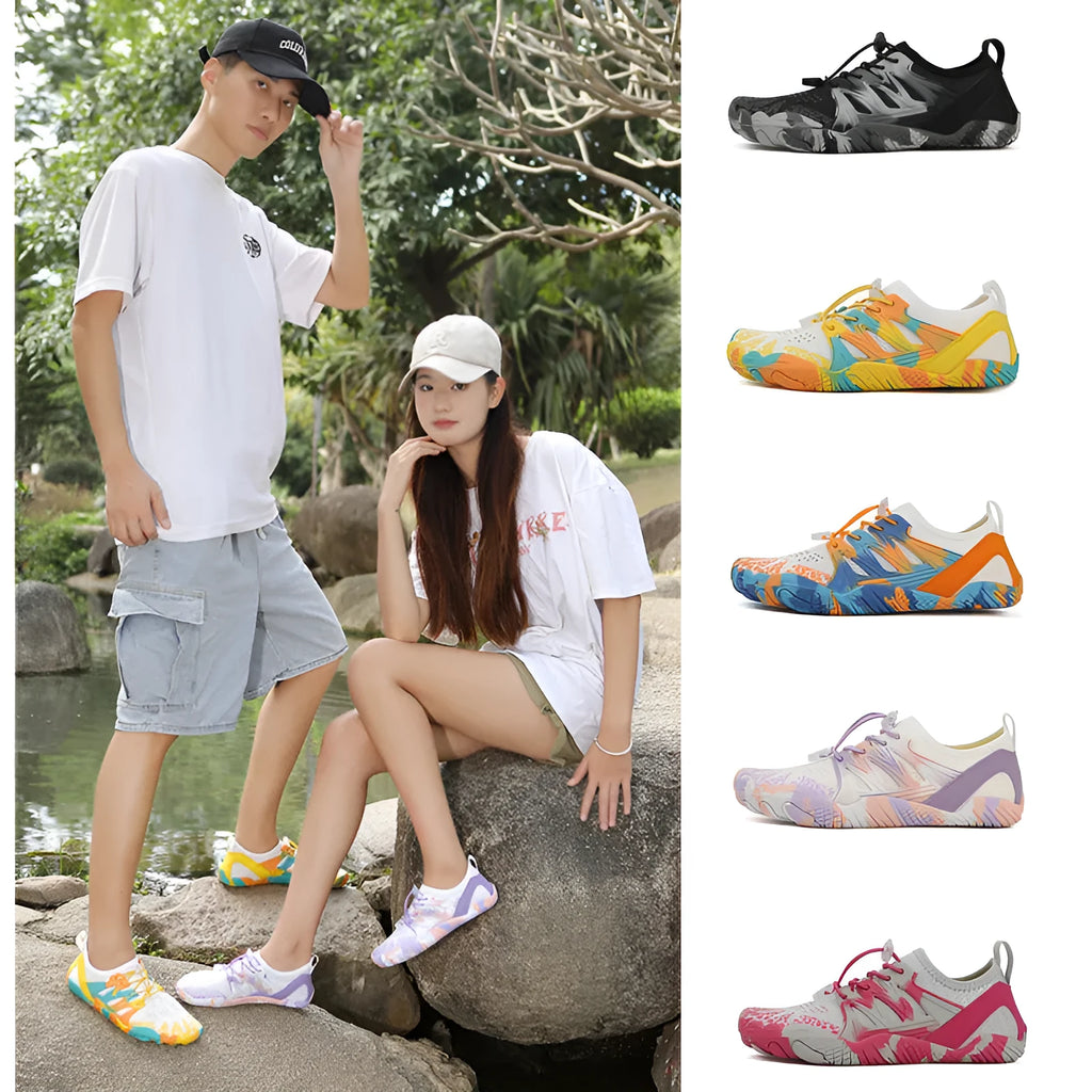 Quick-drying wading beach shoes with mesh upper and rubber sole in various colours