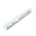 Tesla Model 3 Performance rear bumper sticker in ABS plastic, 19cm by 3cm, shown in matte black and stripe variants.