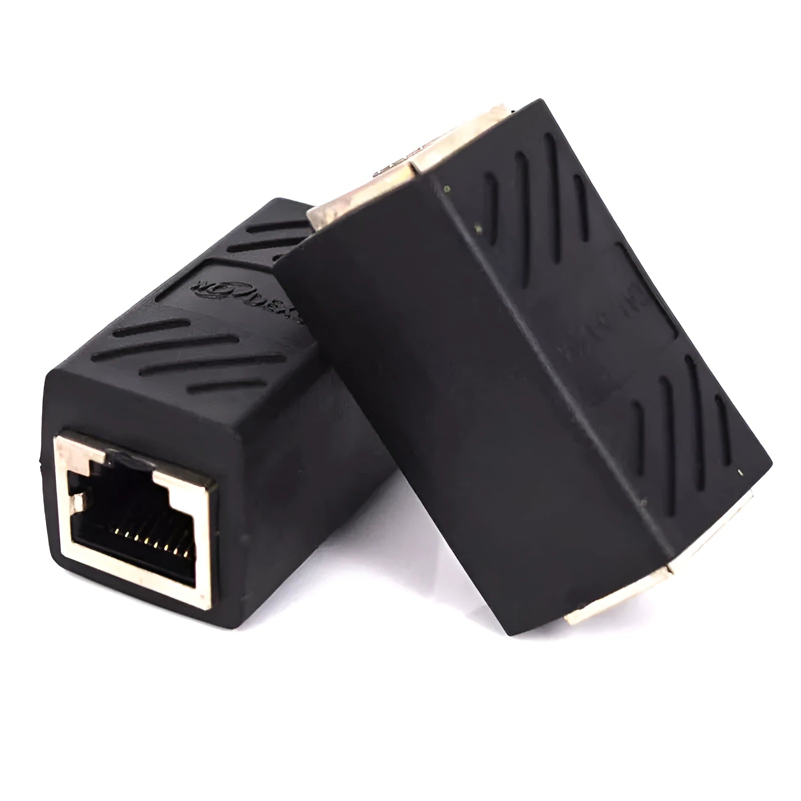 Black RJ45 network cable butt joint extender adapter for Ethernet connections