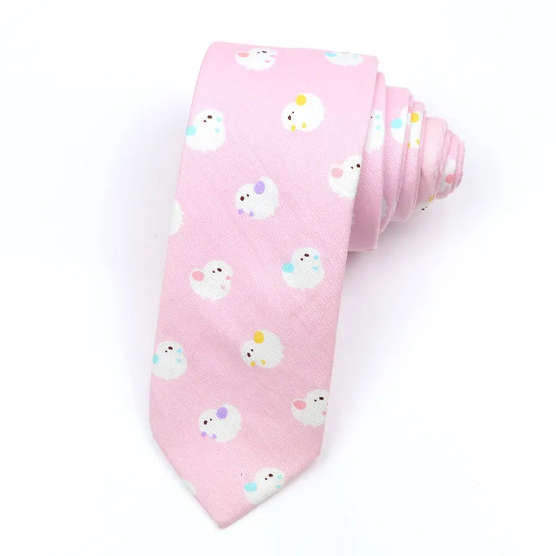 Korean style narrow men's cotton bow tie with a printed cartoon pattern, shown in colour GH21-01.