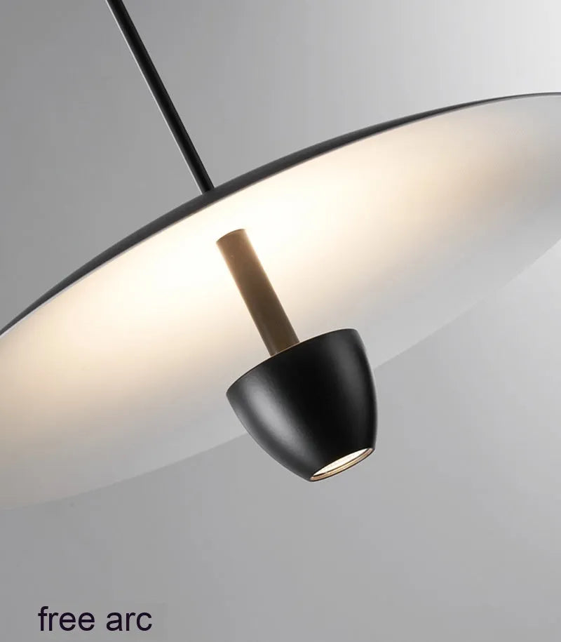 Black modern minimalist chandelier with warm light, 400mm size