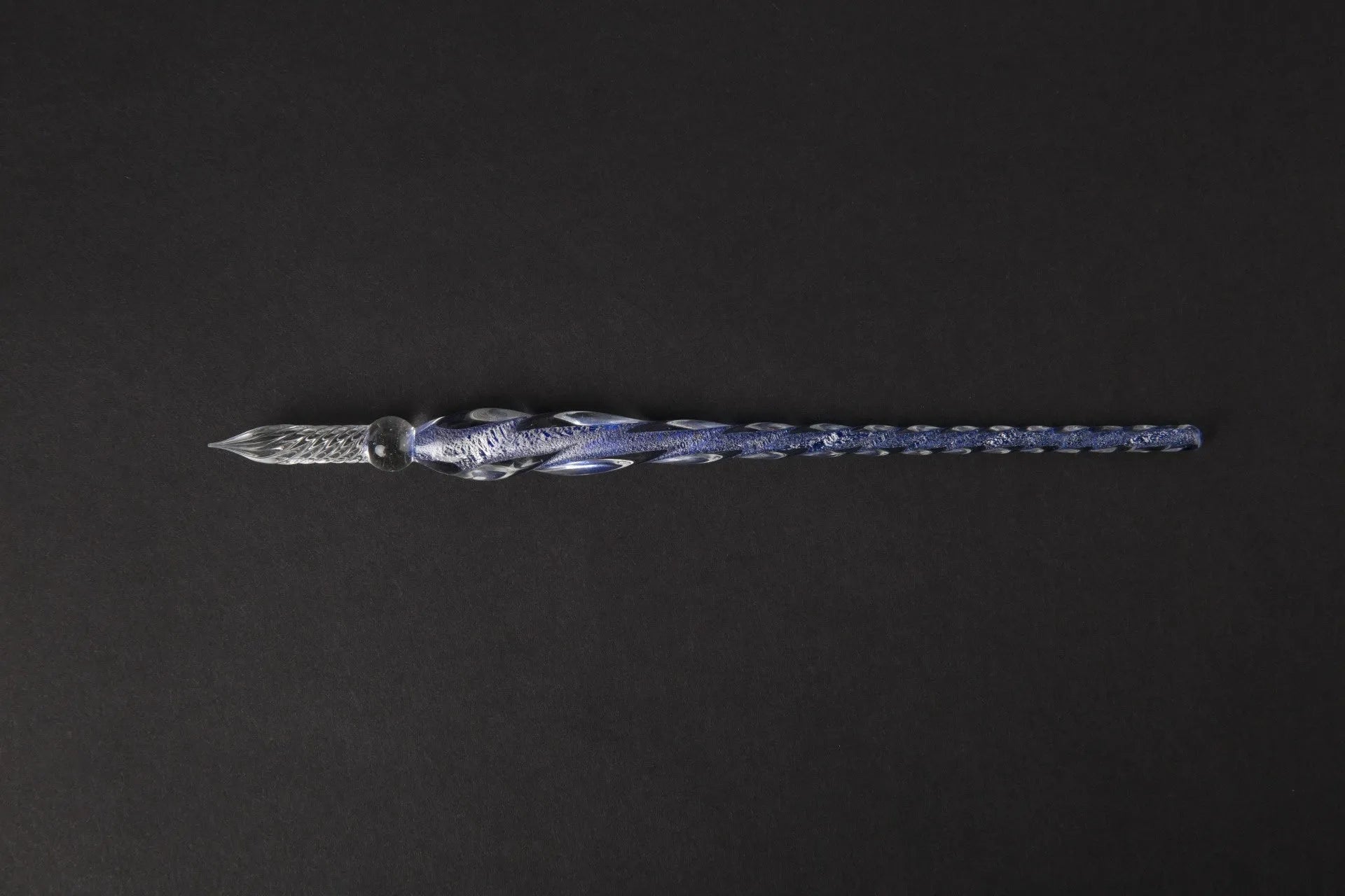 Transparent hand-blown glass crystal pen with coloured ink art effect in choice of 13 colours.