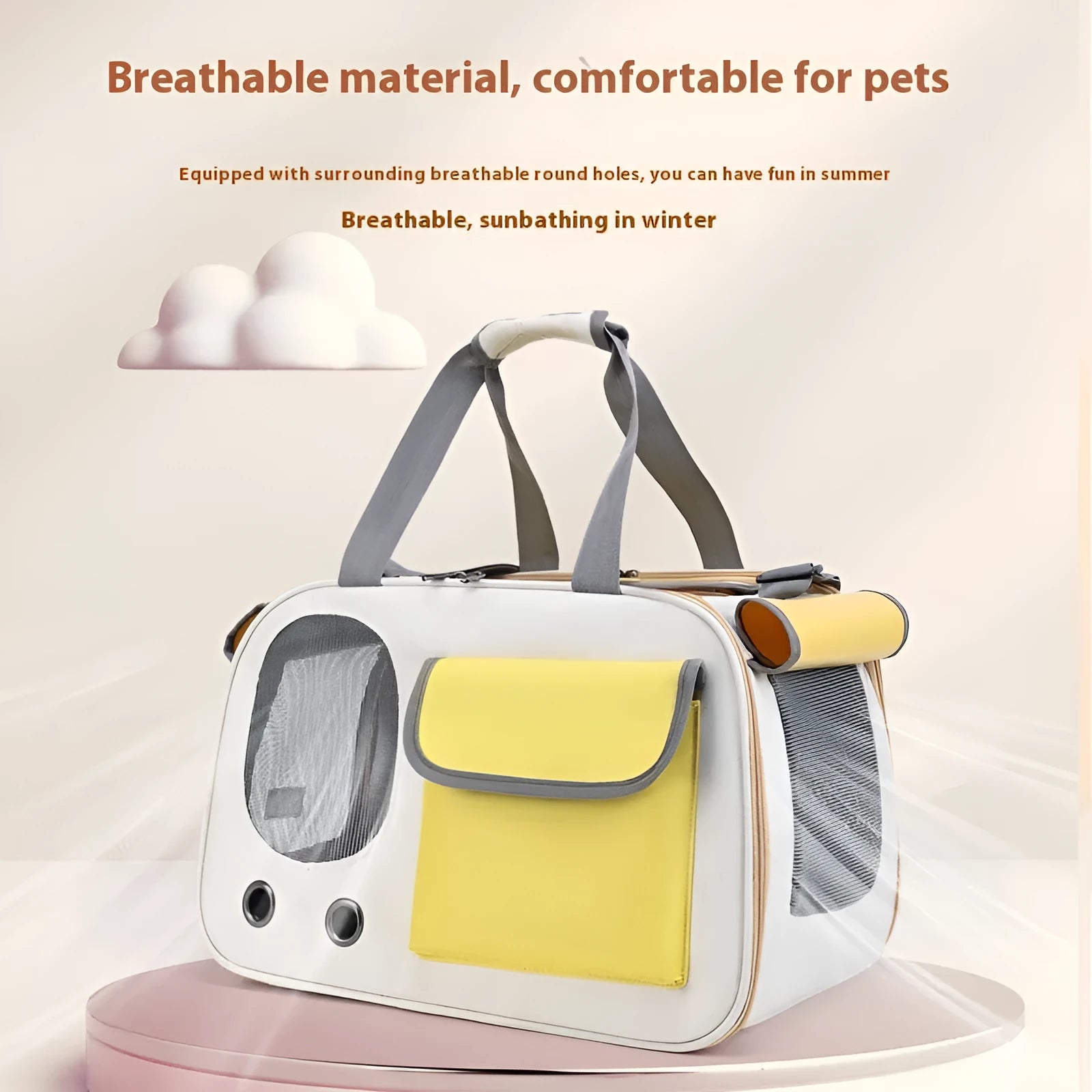 Large foldable canvas pet shoulder bag in black, green, or yellow colour options