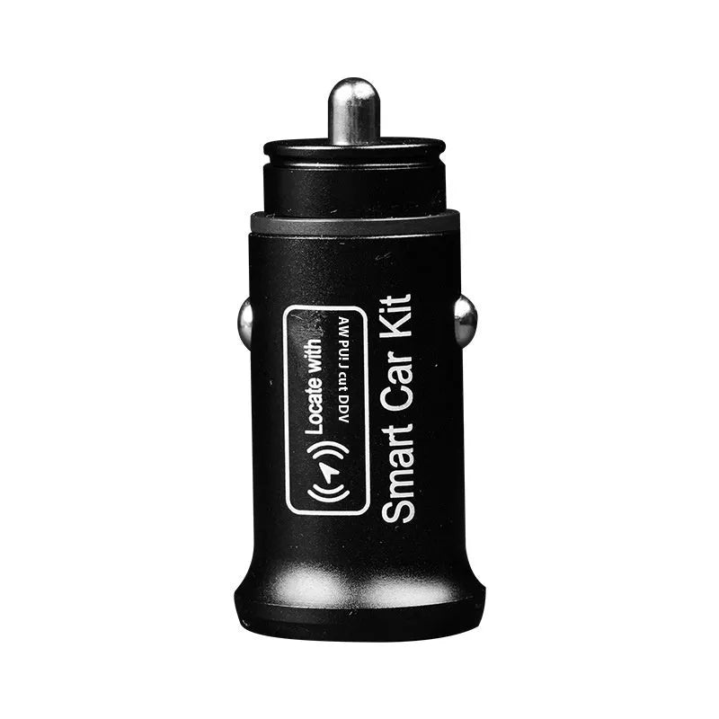 Black ABS plastic car GPS locator device for 12V charger socket.