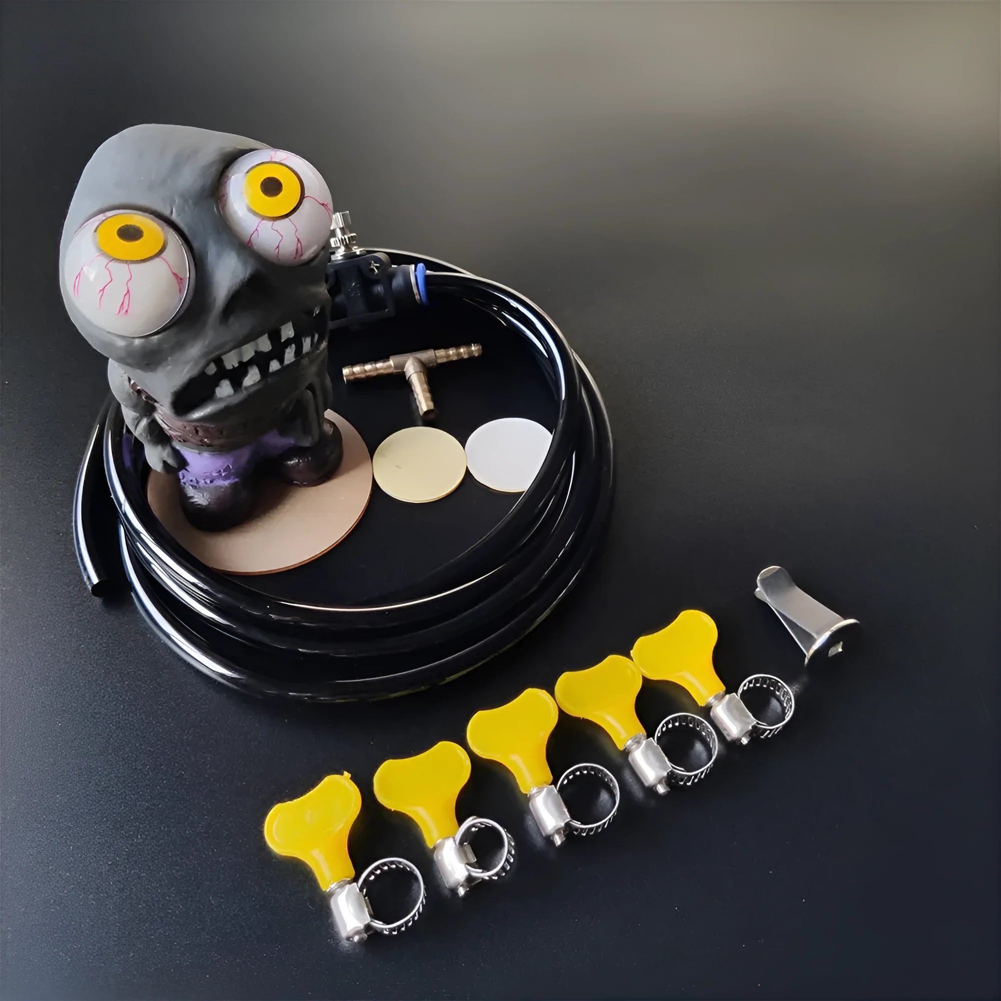 Turbo car explosive eye doll blow-off valve decoration kit with copper tube and pressure valve