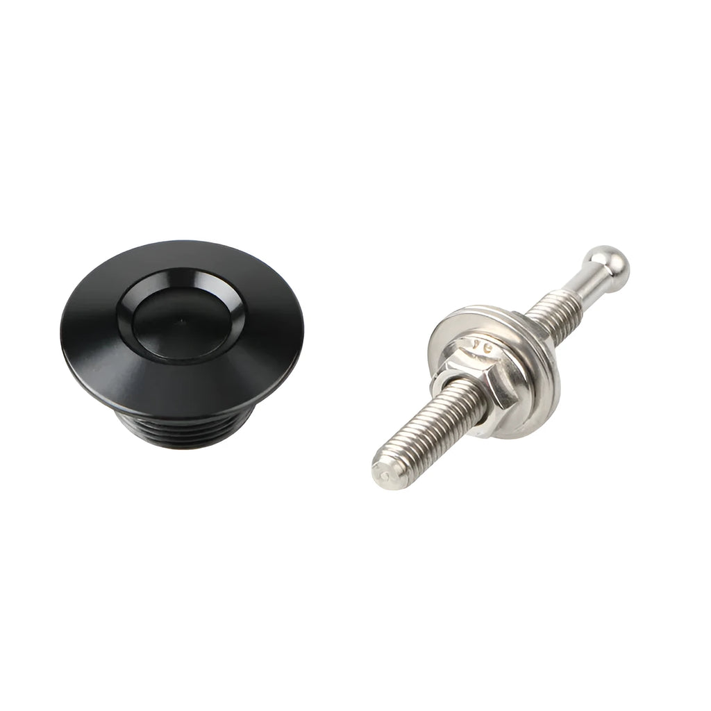30mm aluminium alloy button-type car engine cover lock in silver, black, gold, blue, and red colour options.