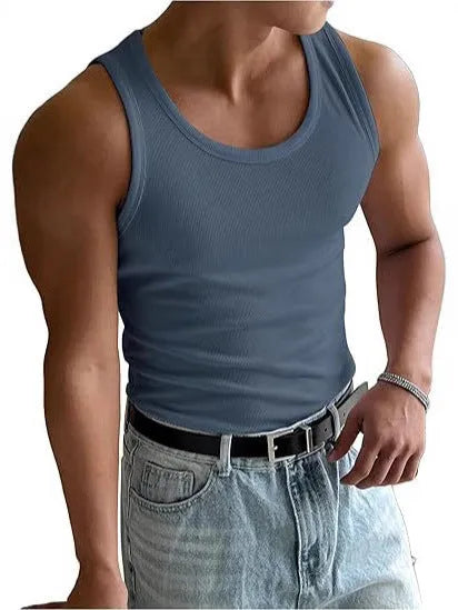 Men's grey polyester fitness t-shirt with wool lining showing front and back views