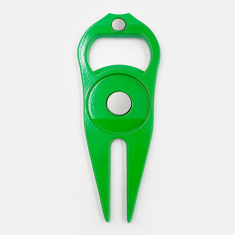 Zinc alloy golf ball yoke bottle opener tool in black, green, and silver colour options