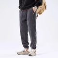 Men's corduroy ankle-tie casual sports pants, retro Japanese style, polyester, solid colour