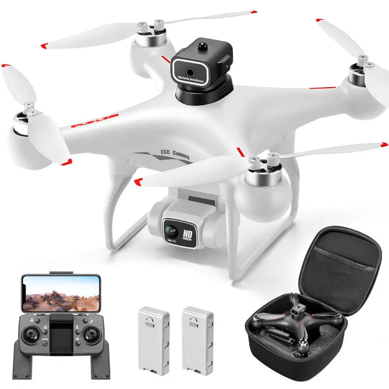 Brushless UAV drone with four-side obstacle avoidance and HD camera in flight position