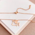 Rose gold titanium steel clavicle chain necklace with geometric line design and electroplated finish