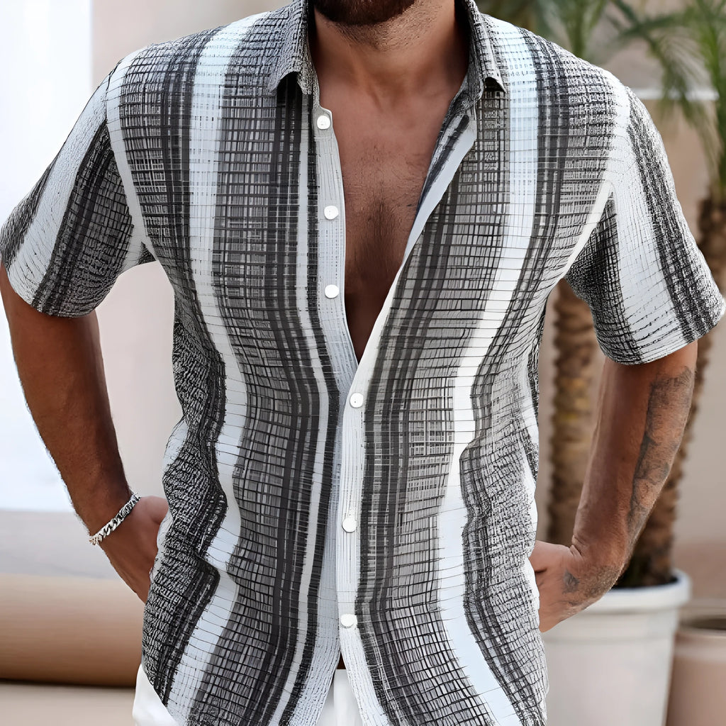 Men's slim fit floral print beach shirt with 3D digital pattern on polyester fabric