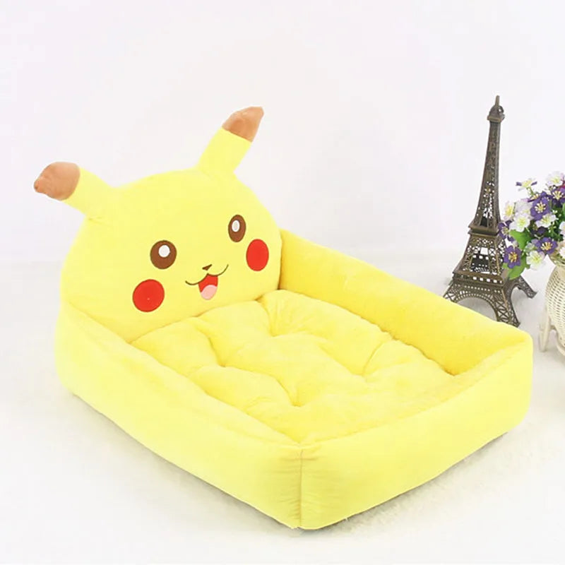 A cartoon-style washable pet bed sofa for small dogs and cats, shown in a blue colour.