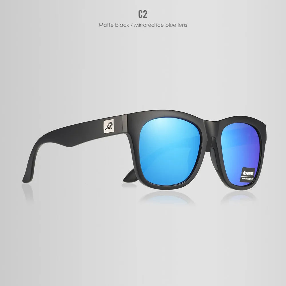 Thickened frame polarised sunglasses with TAC lenses for outdoor UV protection.