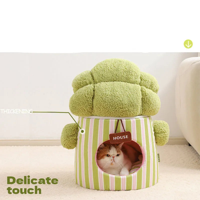 Green cauliflower tree hole enclosed pet house for small dogs and cats