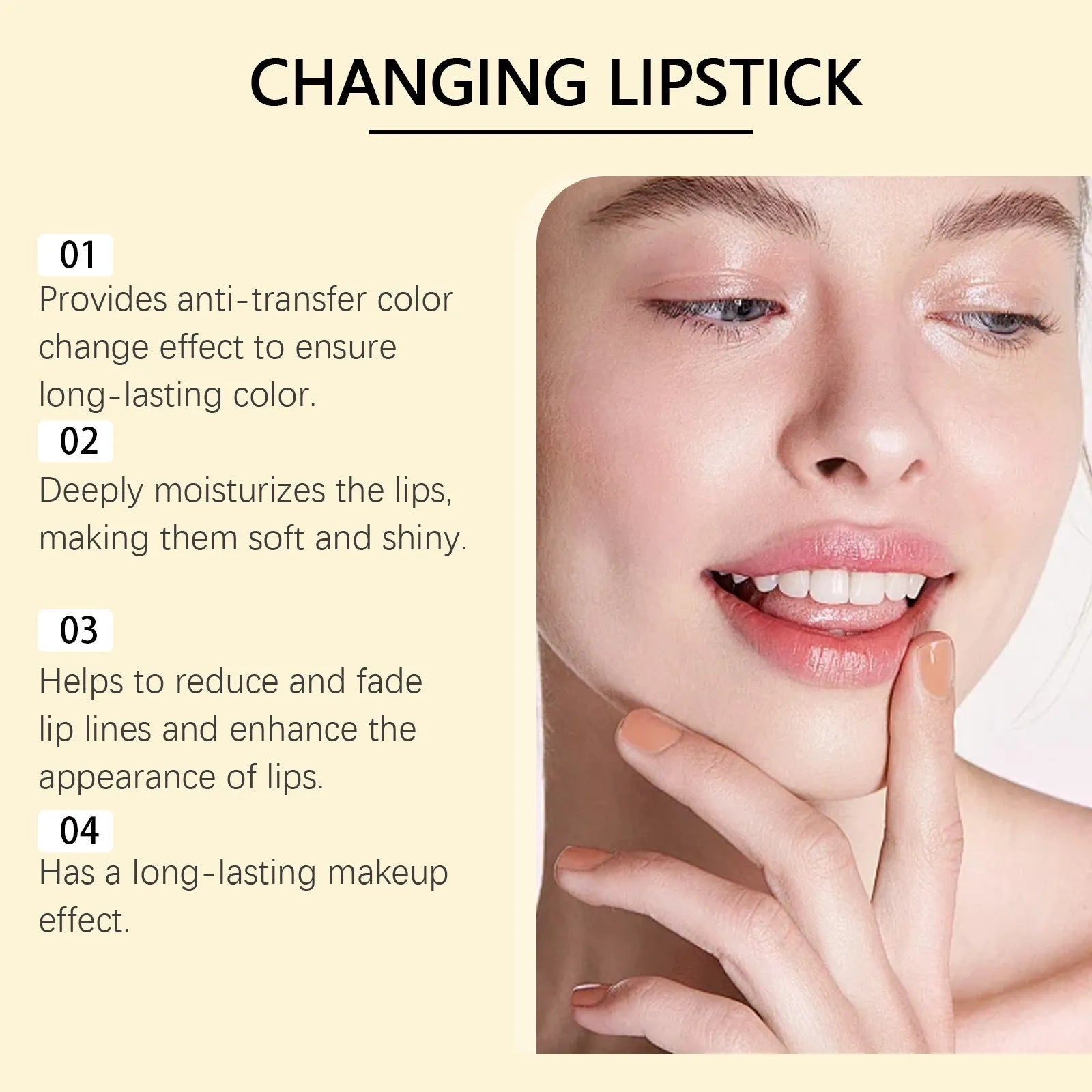 Gold foil discoloration nourishing lipstick tube showing 3.5g net content and vitamin E ingredients