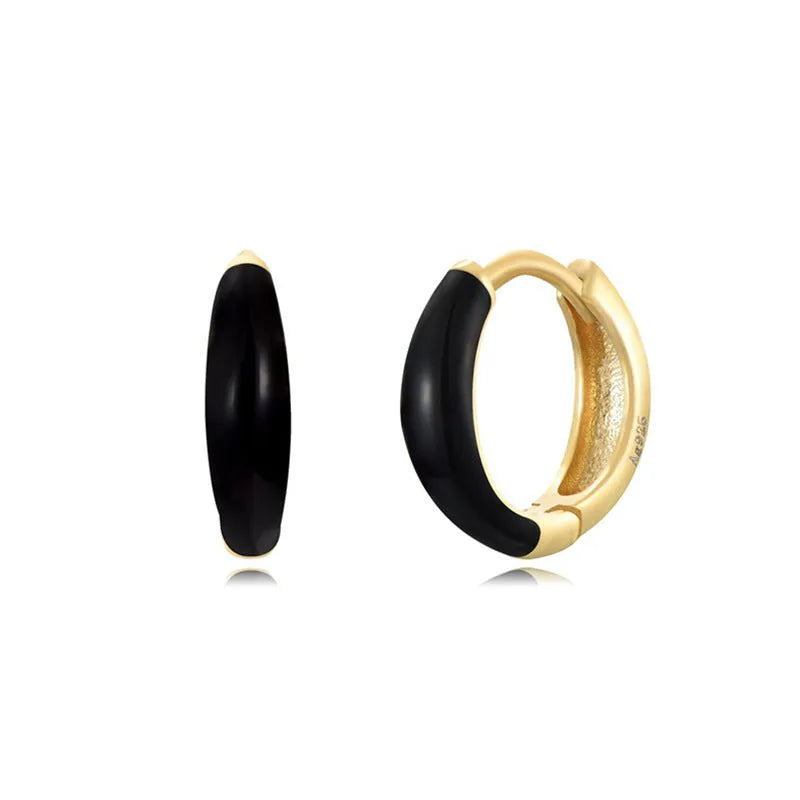 Geometric U-shaped epoxy oval earrings in a choice of seven colours on a silver needle copper base.